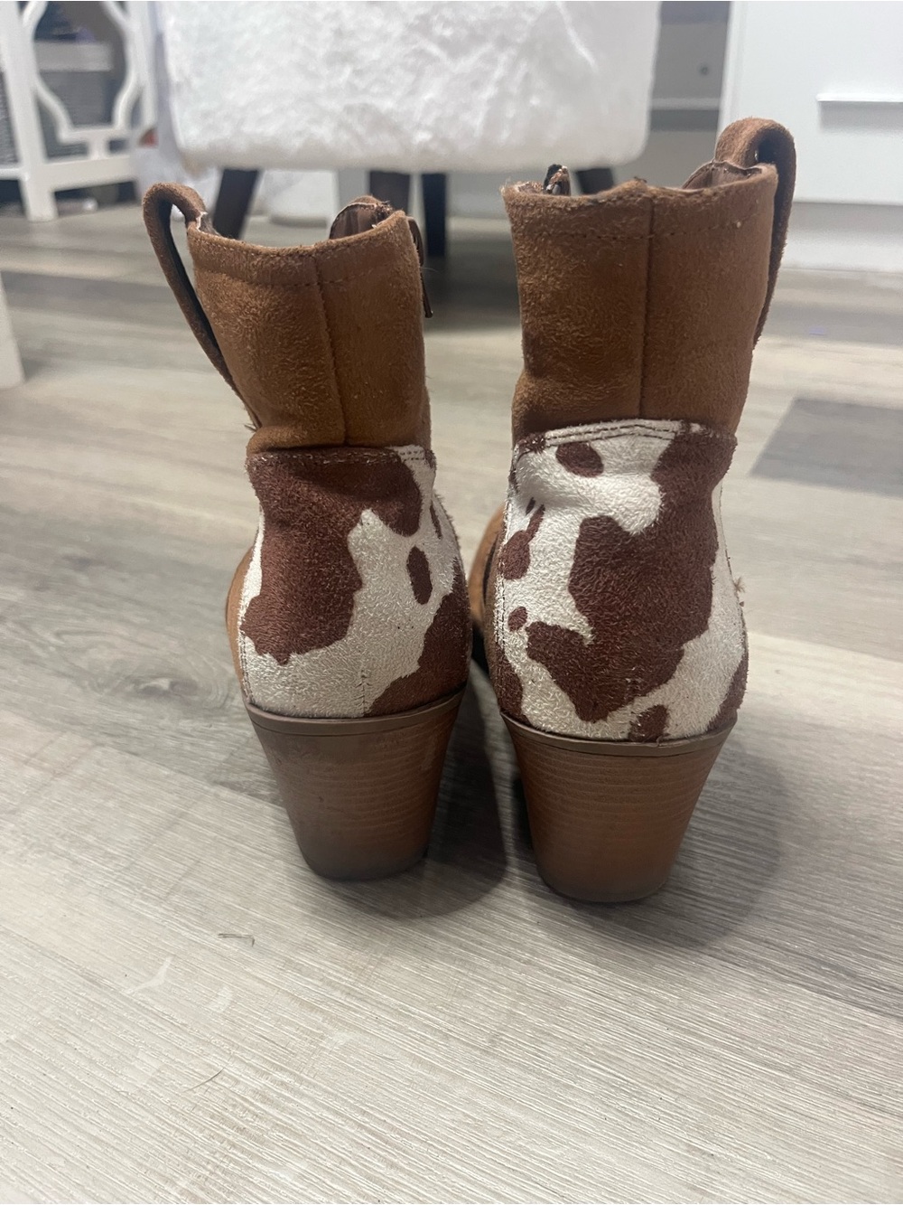 Women's Brown Cowhide Suede Ankle Boots